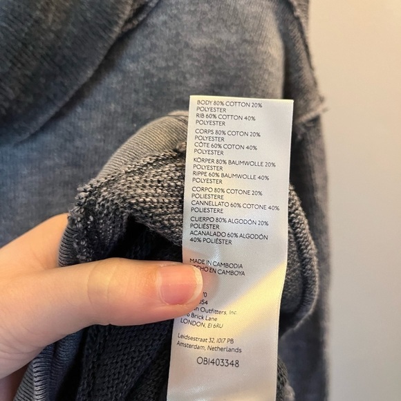 Free People Grey Washed Over Sized Cowl Neck Womens Long Sleeve XS - Picture 5 of 7